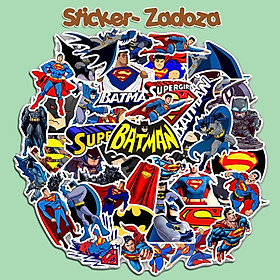 Sticker Super Man và Batman trang trí mũ bảo hiểm, đàn, guitar, ukulele, điện thoại laptop