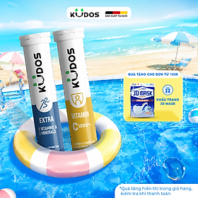 Combo 2 TPBVSK Viên Sủi KUDOS VITAMIN C 1000MG + Viên sủi KUDOS EXTRA bổ sung vitamin tổng hợp, Magie, Kẽm (20 viên/tuýp)