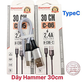 Mua Dây sạc nhanh  C06 chân cắm TypeC  dòng điện 2.4A dây dù dài 30cm   hàng chính hãng