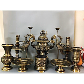 Mua Bộ đồ thờ bằng đồng nguyên chất giả cổ
