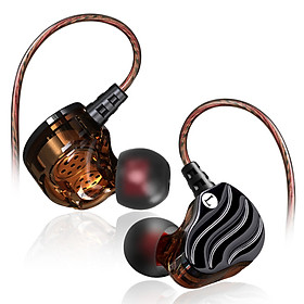 Dual Dynamic Coil In-Ear Sport Music Phone Earphone 2-Speaker Heavy Bass Stereo Wire-Control Earbuds MIC Microphone