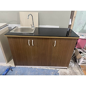 Mua Tủ Bếp Nhựa Đài Loan Cao 81cm Ngang 1m25 Bồn Đơn Màu Óc Chó TB017