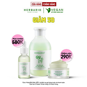 Bộ 3 chăm sóc da mụn cơ bản rau má & Diếp cá Herbario: Sữa rửa măt 200ml + Mặt nạ 30ml + Tinh chất 30ml
