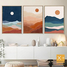 bộ tranh mặt trời mọc ,tranh treo tường, tranh để bàn , tranh canvas, có đinh và móc tặng kèm