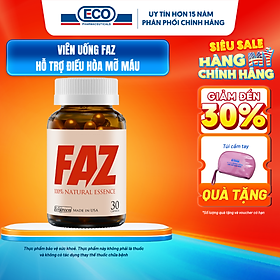 [Hộp 30v] Viên Uống FAZ Ecogreen Hỗ Trợ Giảm Mỡ Máu, Điều Hòa Tim Mạch, Nhập Khẩu Mỹ