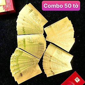 Combo 50 tờ lưu niệm lì xì con Rồng màu vàng plastic - SP005908
