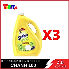 Thùng 3 Can Nước Rửa Chén Sunlight Chanh 3.8kg