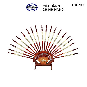 Bộ Đũa Thờ 10 Đôi Giá Rẻ Quạt HAHANCO Hoa Văn Phong Thủy Gỗ Tự Nhiên - CTH790