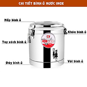 Bình Ủ Trà Giữ Nhiệt Inox 304 Dung Tích 50 Lít Cao Cấp