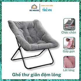 Ghế Thư Giãn Đọc Sách Gấp Gọn, Sofa Lười Đệm Dày Lót Lông Decor Phòng Khách