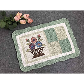 Thảm chùi chân - giỏ hoa - viền xanh lá - TCC08802