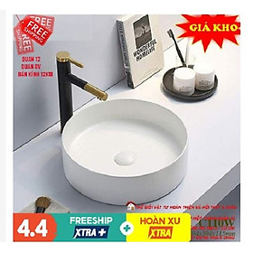 Mua Combo chậu lavabo tròn sứ màu  cao cấp bảo hành 3 năm