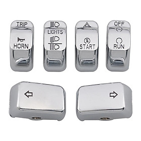 6pcs/Set Chrome Hand Control Switch Button Caps Fit for Harley Touring 96-13