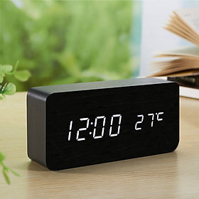 Đồng hồ gỗ LED ZAYTEN để bàn hình chữ nhật độc đáo, tiện dụng đo thời gian, nhiệt độ phòng - Tặng pin.