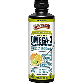 Barlean’s Seriously Delicious Omega-3 High Potency Fish Oil, Citrus Sorbet, 16-oz