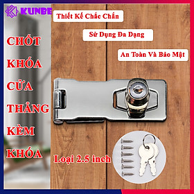 Chốt Khóa Cửa Thẳng Kèm Khóa KUNBE Nhiều Kích Thước Thích Hợp Nhiều Loại Cửa