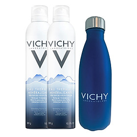 Bộ Đôi Xịt Khoáng Dưỡng Da Vichy Thermal Spring Water 300ml Và Bình Bước cao Cấp