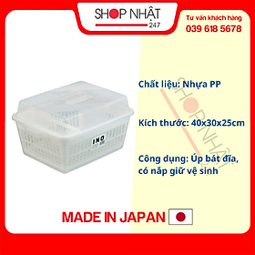 Rổ úp bát đĩa có nắp Inomata nội địa Nhật Bản
