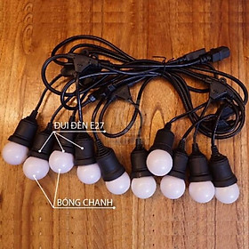 Mua Combo dây đèn chống nước trang trí ngoài trời- 10 đui kèm bóng 3w LED