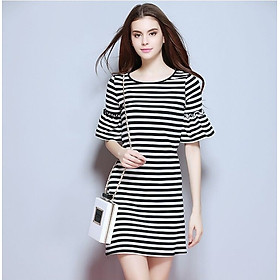 Đầm thun nữ ngắn tay Haint Boutique, Váy body nữ dáng ôm ngắn thiết kế kẻ ngang ngắn tay trẻ trung vintage đẹp rẻ HB14