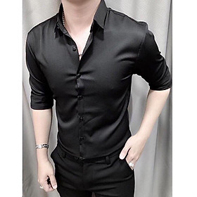 Sơ mi nam trơn màu đen dx77