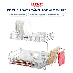 Giá úp chén bát HiVE ALC 2 tầng White inox Hàn Quốc cao cấp