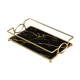 Bathroom Vanity Tray Marble Print Perfume Soap Towel Holder for Kitchen Sink S