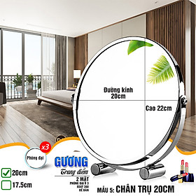 Gương trang điểm để bàn, LED, treo tường, Crom, phóng đại zoom x3, 2 mặt xoay siêu nét nhiều mẫu Minh House
