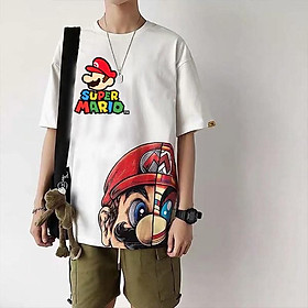 (Freeship) Áo thun tay lỡ Mario Nintendo Unisex Trắng siêu đẹp AC12