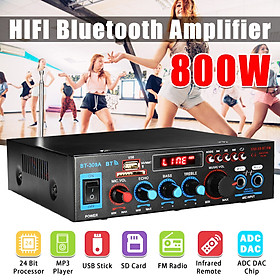 220V 800W bluetooth Amplifier 800W 2CH Home/Car Stereo Remote control Amplifier DJ Mic Receiver Tuner System for Home Amplifier Car