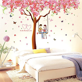 Decal dán tường Cây hồng tình yêu trang trí phòng khách,phòng ngủ đẹp