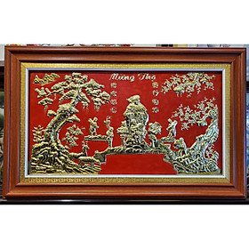 Tranh mừng thọ chúc thọ - Ông - Bà và Ông Bà (Đồng vàng liền tấm nguyên chất 100% )