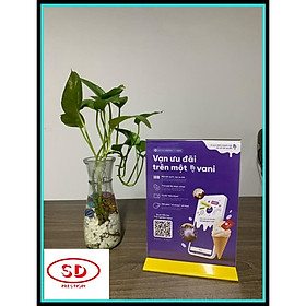 Menu mica kích thước A5 đứng đế lùa đủ 06 màu tiêu chuẩn - Đế trắng