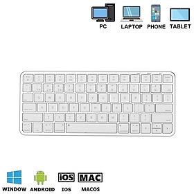 Bàn phím không dây mini K23 kết nối bluetooth + Usb wireless pin sạc hỗ trợ đa nền tảng thiết bị hàng nhập khẩu - trắng