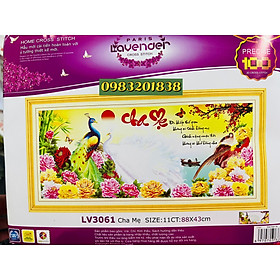 Mua Tranh thêu chữ thập Cha mẹ LV3061  tranh thêu 3D  kích thước 88*43 cm
