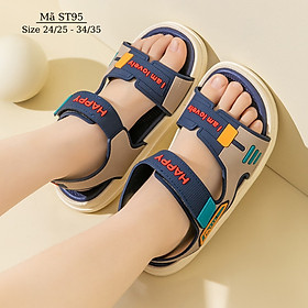 Sandal bé trai Happy nhựa dẻo êm bền quai hậu hở mũi xanh đen thời trang trẻ em 3 - 8 tuổi phong cách Hàn Quốc ST95