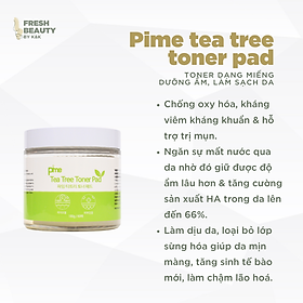 Toner Pad Trà Xanh hỗ trợ làm sạch sâu, giảm mụn, mờ thâm Pime Tea Tree Toner Pad 60 miếng
