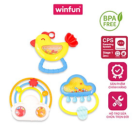 Set 3 đồ chơi xúc xắc cầm tay, gặm nướu chủ đề cầu vồng và mưa Winfun 3030