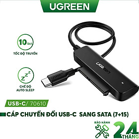 Cáp chuyển đổi hai loại USB 3.0 và USB type C sang Sata (7+15) cho ổ cứng ngoài SSD, HDD 2.5 inch, dài 50cm UGREEN CM321 - Hàng chính hãng