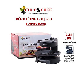 Mua Bếp nướng BBQ 360 CHEF&CHEF  Chảo nướng xoay 360 độ tự động giúp thức ăn chín đều-Hàng chính hãng
