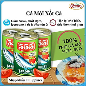 Chính hãng Cá mòi xốt cà 555 Philippines - Khối lượng 155g x 3 hộp