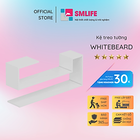 Kệ gỗ treo tường trang trí hiện đại SMLIFE Whitebeard  | Gỗ MDF dày 17mm chống ẩm | D80xR20xC40cm