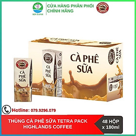 [SenXanh CAFE] Thùng 48 hộp Cà phê Sữa Tetra Pack Highlands coffee 180ml