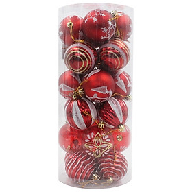 Hộp 30 Trái Châu Trang Trí Noel - Mẫu 3 - Màu Đỏ