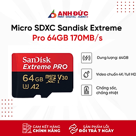 Mua Thẻ nhớ MicroSDXC SanDisk Extreme Pro 64GB 170Mb/s - Hàng Chính Hãng