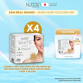 Combo 4 hộp Viên uống hỗ trợ trắng da mờ thâm nám chống nắng Nucos White 60 viên