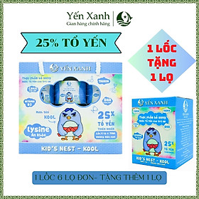 25% tổ yến - Thực phẩm bổ sung: Nước tổ yến chưng dành cho trẻ em Kid's nest - Kool hương dừa non - YẾN XANH - Lốc 6 lọ x 70ml