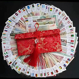 Mua BỘ TIỀN 52 TỜ 28 NƯỚC TRÊN THẾ GIỚI PHƠI CÓ CỜ  TẶNG KÈM TÚI NGỌC