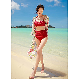 Bộ Bikini Nữ Lưng Cao - Đỏ (Size