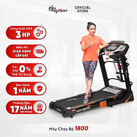 Máy Chạy Bộ ELIP 1800 động cơ 3.0HP, Nâng dốc tự động, Có đai massage, tạ tay, thanh gập bụng